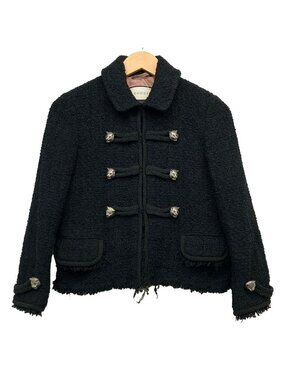 Gucci Jacket 40 M Black Long Sleeve Tweed Autumn Winter